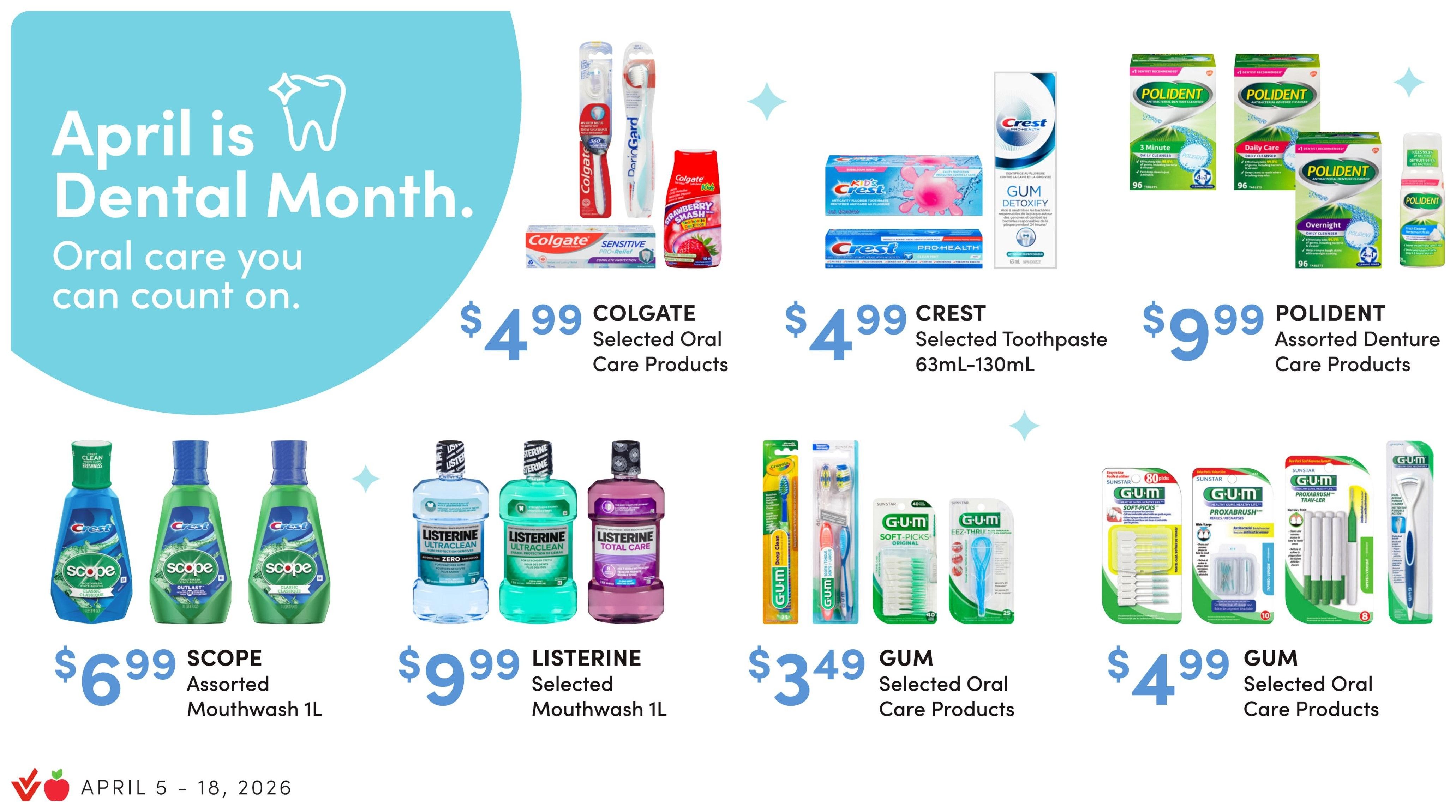 Value Drug Mart flyer page 3 features Zonnnic nicotine pouches as a smoking cessation aid. The page highlights the message 'Quitting smoking is hard. Zonnnic can help.' and advises customers to 'Ask your pharmacist.' An image shows a container of Zonnnic Mint nicotine pouches, with 24 pouches inside. A warning states that the product contains nicotine, is highly addictive, and is only for adults trying to quit smoking. The validity dates for the flyer are April 5 - 18, 2026.