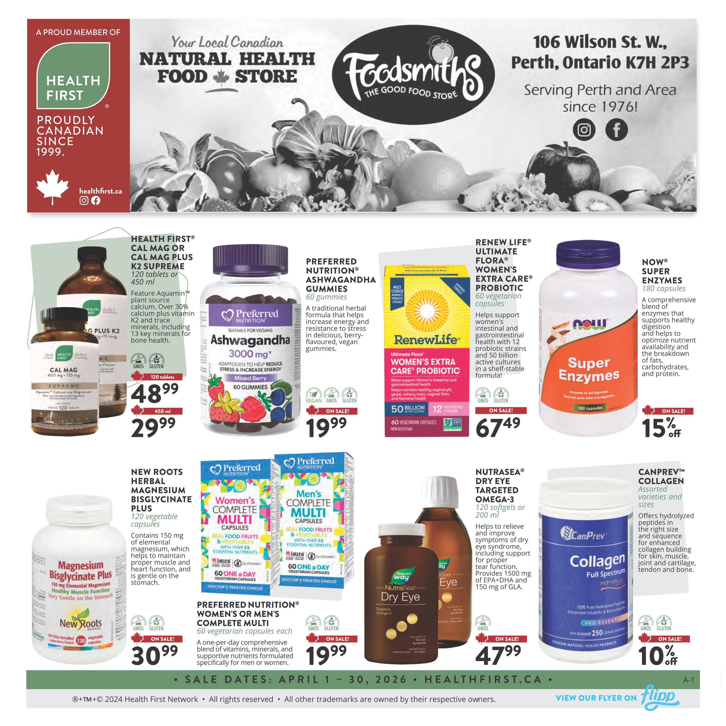 Foodsmiths - Health First Flyer Savings - Valid from April 1 to 30, 2026 - Page 1