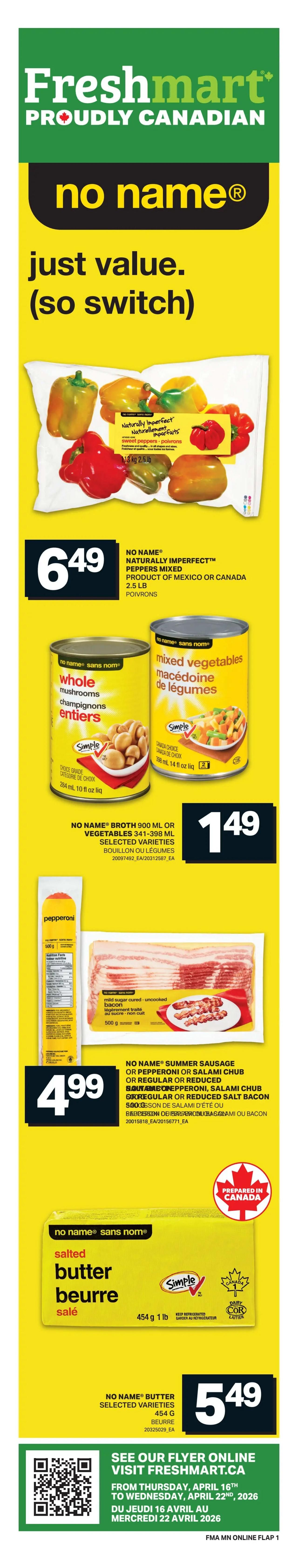 Freshmart Atlantic Canada weekly flyer specials page 2. Featuring St-Hubert Sauce in selected varieties, 398 mL, for $1.99. PC Salad Dressing, selected varieties, 475 mL, for $2.99. Nescafé or Taster's Choice Instant Coffee, 100-170 g, or Nescafé Sweet & Creamy Sachets, 16/18's, selected varieties, for $7.99. La Pizzeria Roma Pepperoni pizza, selected varieties, 900 g, for $9.99. Fancy Feast 85 g or Friskies 156 g Wet Cat Food, selected varieties, for $0.99.