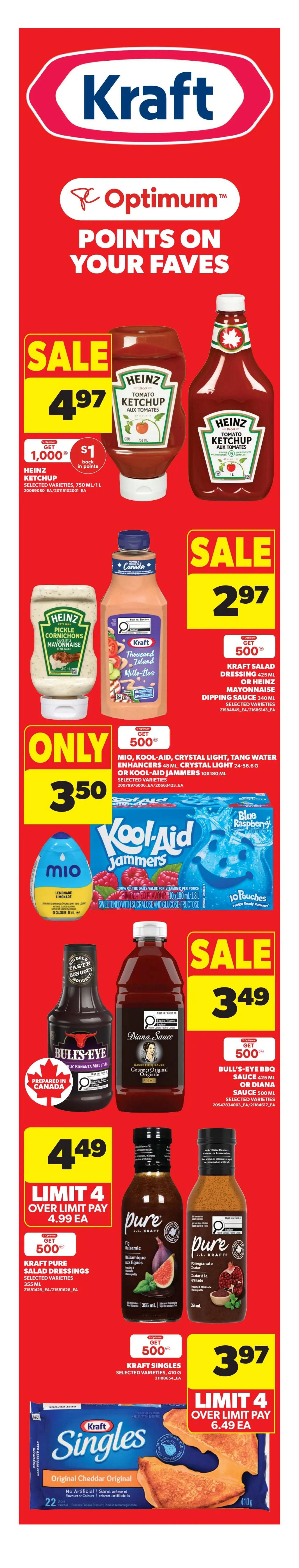 Real Canadian Superstore weekly flyer specials for Western Canada. Deals valid from April 16th to April 22nd, 2026. Page 4 features a Deal Drop with a PC Salad Spinner for $15. Boneless, skinless chicken breast is on sale for $6.88 per lb, including Halal. Pork Sirloin, center and rib end combo chops are $2.99 per lb. PC Burgers are $18 for 3,000g, with $3 back in points. Breyers Creamery Style Ice Cream is $3.98 for 1.4L, limit 4. Earn 25,000 Optimum points for every $100 spent on select items, with $25 back in points. A 5+1 burner grill is $345, limit 3. Multi-save offer: 2 for $16 on PC Pacific White Shrimp or Wild Caught Argentinian Shrimp. Unico Pasta is $1.99 for 700-900g or 680ml sauce, limit 4. Heinz Pasta or Beans are $1.25, limit 8. PC Orange Juice is $6.98 for 2.5L. No Name Canola Oil is $7.99 for 3L. Finish Dishwasher Tabs are $19.77. Jamieson Vitamins or Supplements are up to 50% off. Huggies Eco Pack Diapers are $35 with a $4 offer when you spend $40. Also, get a free Disney Pixar sticker pack for every $25 spent, with a unique album available for $5.