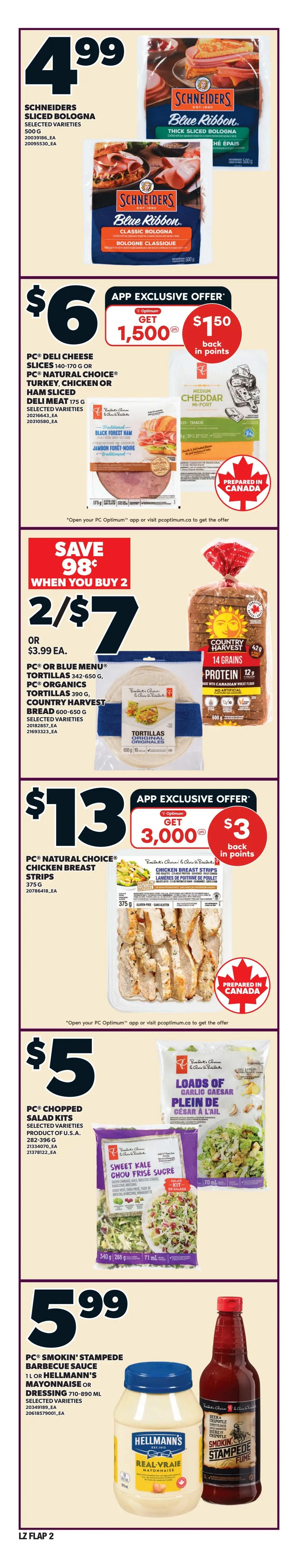 Zehrs weekly flyer specials for April 16th to April 22nd, 2026. This page features hot price deals on Lamb Shoulder Chops and Frozen Goat Chops for $5.99/lb. Also available is Grass Fed Lean Ground Beef for $10.88/lb (900g). Fresh Steelhead Trout Fillets are $10/lb. Save 37% on Pork Side Rib Portions. PC Pacific White Shrimp Ring with Mild Cocktail Sauce and Nanuk Smoked Coho Salmon are $19. Farmer's Market Red or Russet Potatoes (10 lb bag) are $2, and Strawberries (1 lb) are hot price at $2. Jumbo Hamburger or Hot Dog Buns are $3 for members, $4 for non-members. Dr. Oetker Giuseppe Pizzeria Rising Crust or Thin Crust Pizza is $5. Farmer's Market Gala, Fuji or McIntosh Apples (4 lb) are $4.50. Philadelphia Cream Cheese or Singles are $4. Save 36% on Neilsen Creamer, Table Cream or Whipping Cream. Royale Bathroom Tissue (30-60 rolls) or Tiger Towels (12 rolls) are $13. A 'Free Sticker Pack for Every $25 Spent' promotion with a unique album for $5 is featured, showcasing Disney Pixar 'Animal Friends' characters. All prices are in Canadian dollars.