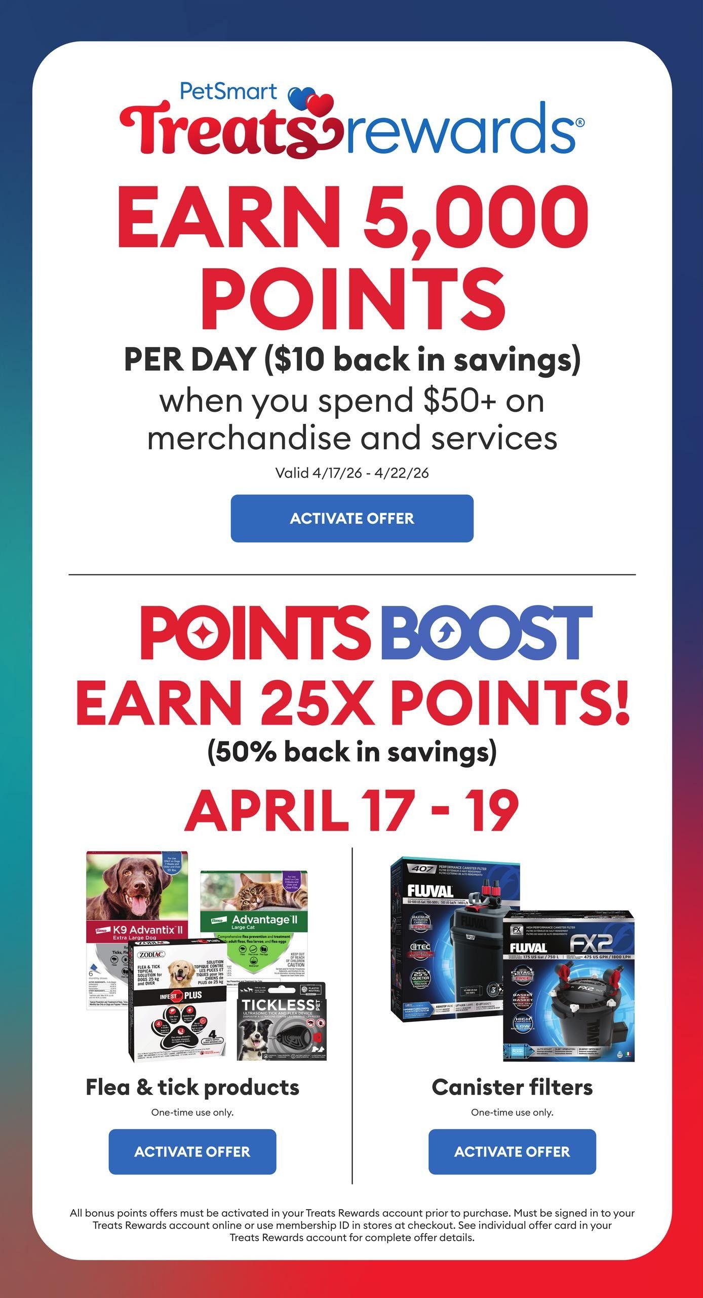 PetSmart flyer page 2, celebrating 30 years in Canada. Special offers valid April 17-19. Featured deals include: Buy 1, get 2nd 30% off on all dog & cat toys & treats (reg. $0.99 - $149.99). Also, Buy 1, get 2nd 30% off on select cat litters including World's Best, Naturally Fresh, and Nature's Miracle (reg. $22.99 - $52.99). Save 30% on all cat & dog beds (sale $8.39 - $101.49). Buy 12, get 12 more FREE on Hill's Science Diet dog & cat cans & pouches (reg. $3.39 - $5.59). Buy 1, get 2nd 60% off on Oxbow small pet hay 90 oz (reg. $29.99). Additionally, deals on Instinct fresh & frozen dog & cat food (reg. $5.49 - $155.49) and dog food 1.4-2.7 kg & cat food 0.8-2 kg (reg. $15.99 - $54.99).