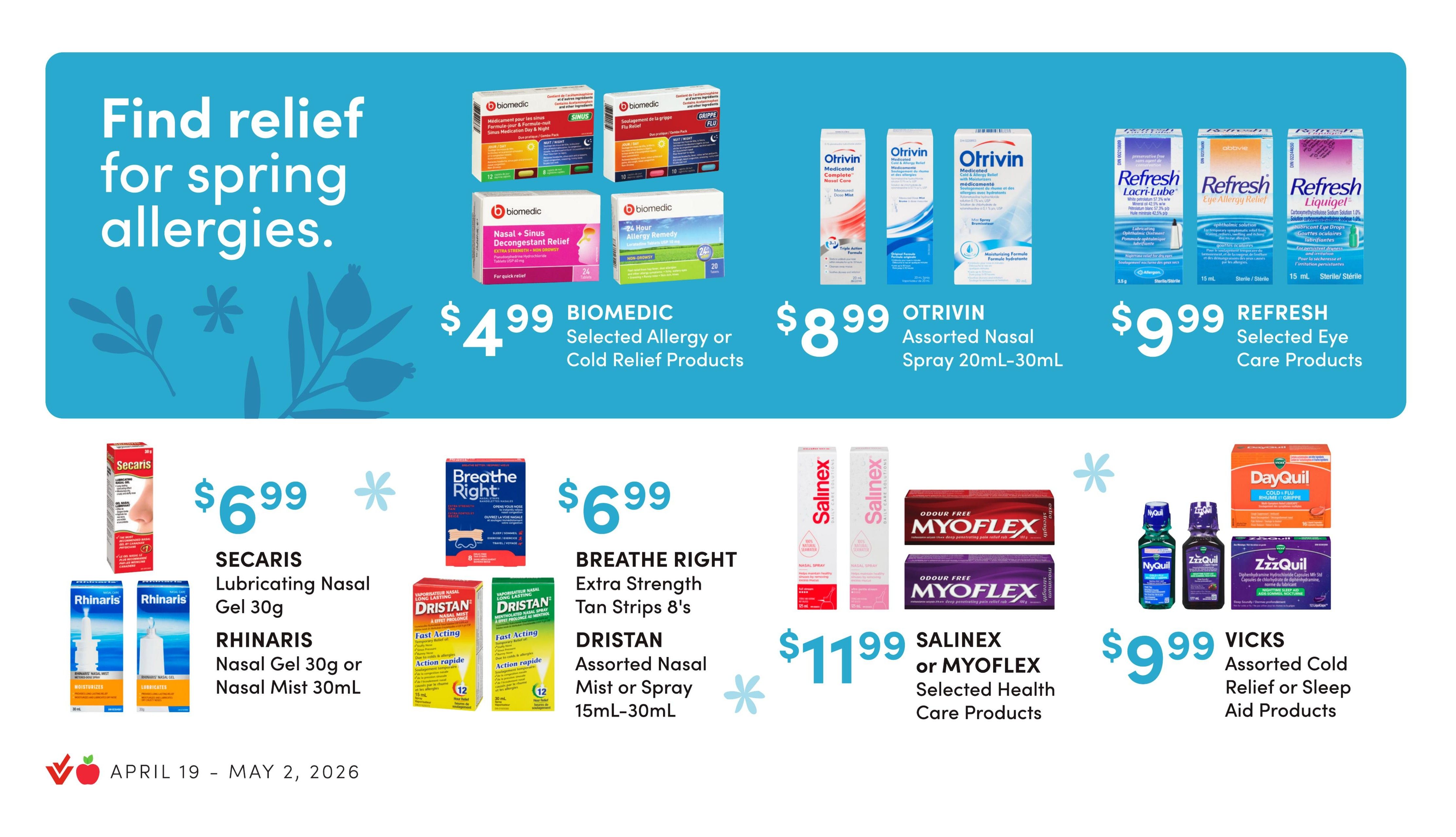 Value Drug Mart flyer specials page 3: Save 20% on Webber Naturals selected vitamins or supplements including Magnesium Citrate, Calcium & Vitamin D3, Gummies Vitamin B12, and Lactase Enzyme. Also, save 20% on Holista assorted health care products like Bee Propolis, Strong Immune Oregano Oil, Tea Tree Oil, and Pure Vitamin E Oil. Save 20% on Jamieson selected iron supplements. Save 20% on Vitalux assorted ocular multivitamins. Save 25% on Only Goodness assorted vitamins or supplements, including Cold & Flu Aid, Super B Complex, Vitamin D3, and Women's Hormonal Aid. Save 25% on Wampole selected vitamins or supplements, featuring Vitamin D3, Vitamin C, Activated Charcoal, and ProbioMAX. Swiss Natural Total One assorted Multivitamin & Minerals 90's are $19.99. Flyer valid April 19 - May 2, 2026.