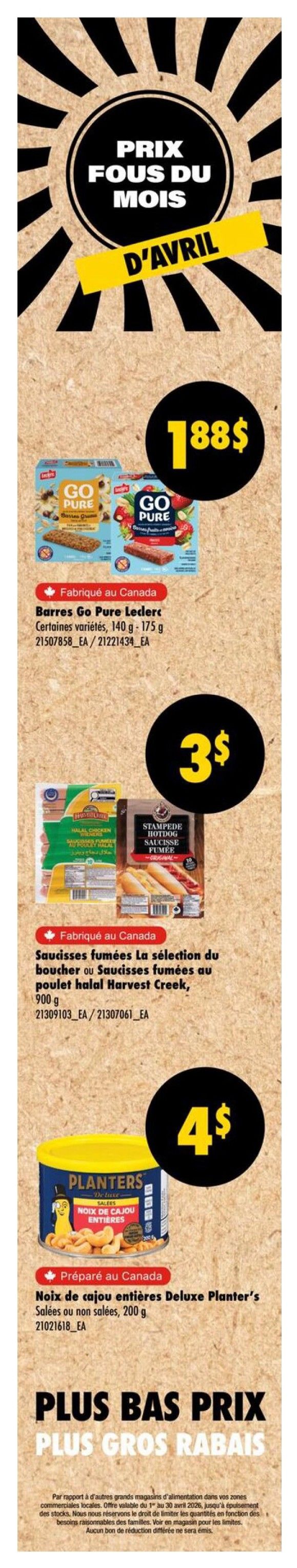 Wholesale Club flyer page 3 features savings for summer. Save $20 on Hellmann's Mayonnaise, 4 L club pack, now $59.99, originally $79.99. Also find Flamingo Chicken Wings, fully cooked and frozen, 4 kg, for $22.49. Bubly 3 flavour variety pack, 24 x 355 mL, is $11.99. Poutine cheese curds, 2 kg, are $23.99. Soft drinks, 24 x 500 mL, are $32.99 for Optimum members and $39.99 for non-members. Get 15,000 PC Optimum points when you buy 2. Enjoy a Coca-Cola promotion: buy 30, get 1 free. Fresh produce includes medium weight beef tube, 5.79/lb, and broccoli crowns from Mexico/U.S.A., 9.04 kg, for $54.99. Red onions from Canada, 25 lb, are $17.79. This flyer is valid from April 23 to May 13, 2026.