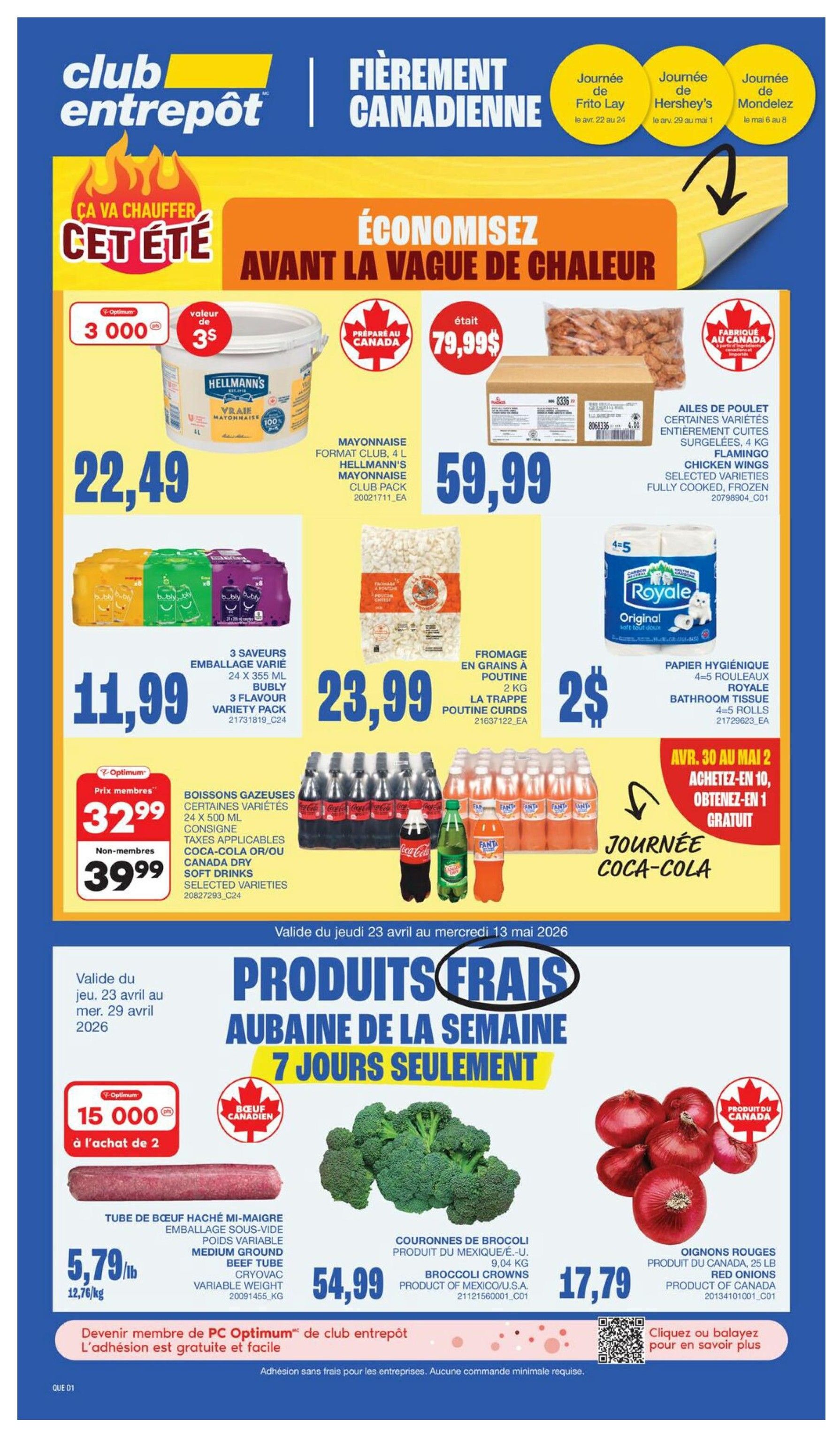 Wholesale Club flyer specials for April 22 to April 24, featuring a Frito Lay event. Offers include Lay's chips, selected varieties, 40 units for $29.99. Doritos Nacho Cheese chips, selected varieties, 48 units for $36.99. Miss Vickie's chips, selected varieties, 40 units for $29.99. Munchies nuts, selected varieties, 12 units for $7.99. The flyer also displays logos for Lay's, Ruffles, Doritos, Sun Chips, Miss Vickie's, Gold, Cheetos, Frito Lay, and PepsiCo.