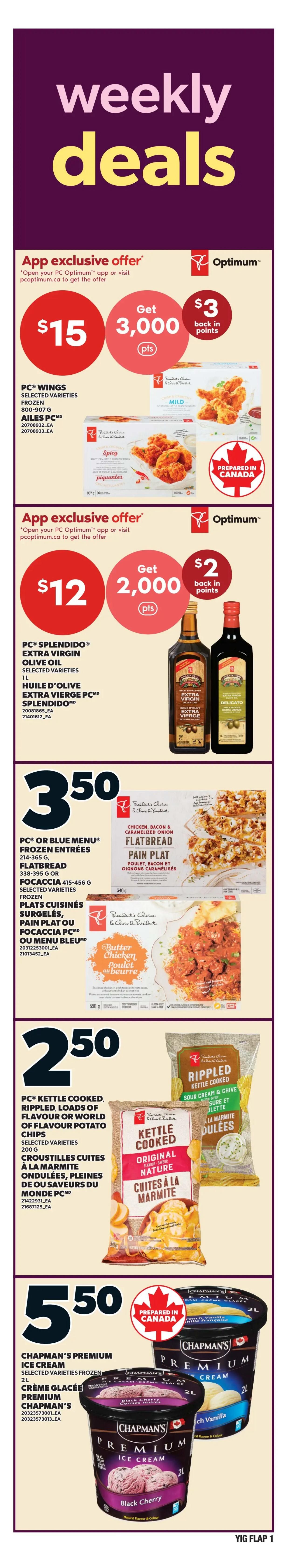 Independent flyer page 2 features savings on various grocery items. Save 79 cents per 100g on PC or Blue Menu Natural Choice Turkey Service Case Meat, priced at $3.50. Also, save $1.49 on PC Deli Cheese Slices, selected varieties, 140-170g, for $7. Enjoy No Name Chunk Light Tuna, packed in water, 170g, for $1.25. Baked in-store Sourdough or Pumpernickel Bread (574g) is $3.75. MadeGood Organic Bars, Crunchie Squares, Granola Bites, or Cookies, selected varieties (120-150g), are on sale for $3.