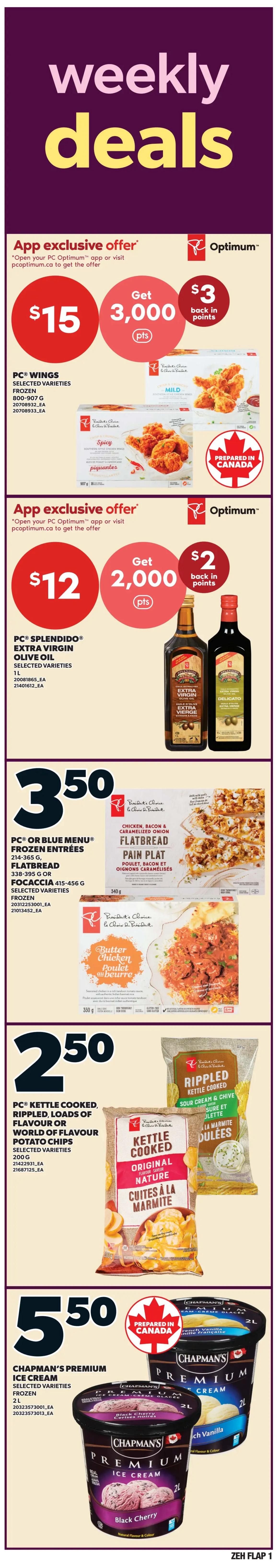 Loblaws weekly flyer specials page 2 features PC or Blue Menu Turkey Service Case Meat for $3.50 per 100g, with a save of 79 cents per 100g. Also featured are PC Deli Cheese Slices in selected varieties, including medium cheddar and Swiss, for $7. No Name Light Tuna, packed in water, is on sale for $1.25. Baked in-store Pumpernickel or Sourdough Boule is available for $3.75. MadeGood Granola Bars, Crispy Squares, Cookies, Mornings Oat Bars, or Crunchy Granola Squares are priced at $3 for selected varieties.