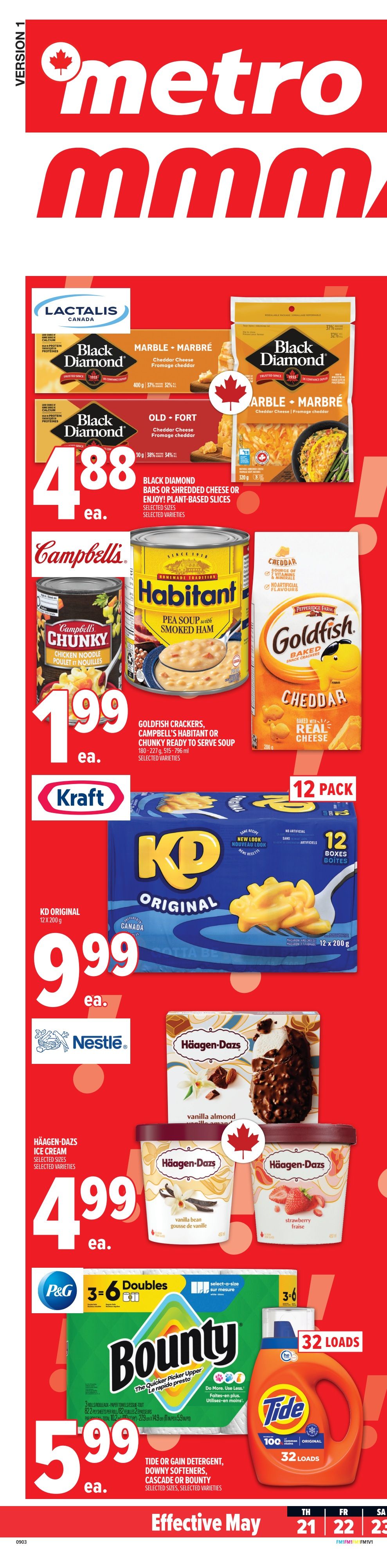 Metro 'Mmmmazing!' Days flyer for Ontario, page 2. Featuring Fresh Lamb Shoulder Chops Value Pack at $5.99/lb. Fresh Boneless Skinless Chicken Breast Value Pack at $4.88/lb. Platinum Grill Angus Boneless Inside Steak Value Pack or Roast at $8.99/lb. Mini Cucumbers, Large Red, Orange or Yellow Sweet Peppers are $2.49 each or per pound. Vidalia Sweet Onions 3lb bag and Naked Living Lettuces are $3.99 each. Extra Large Seedless Watermelons are $6.99 each. Organic Blueberries 170g are $2.99 each. Crave or Smart Ones Frozen Entrees are $2.99 each. Clif Energy Bars 10-68g are $9.99 each, offering 125 points value of $1. Ruffles Chips or Doritos Tortilla Chips are $2.99 each. Huggies or Pampers Swaddlers or Similac Baby Milk offer 250 points value of $2 for $29.99. Dr. Oetker Ristorante or Casa di Mama Pizza are $3.49 each, with Ristorante offering 125 points value of $1.