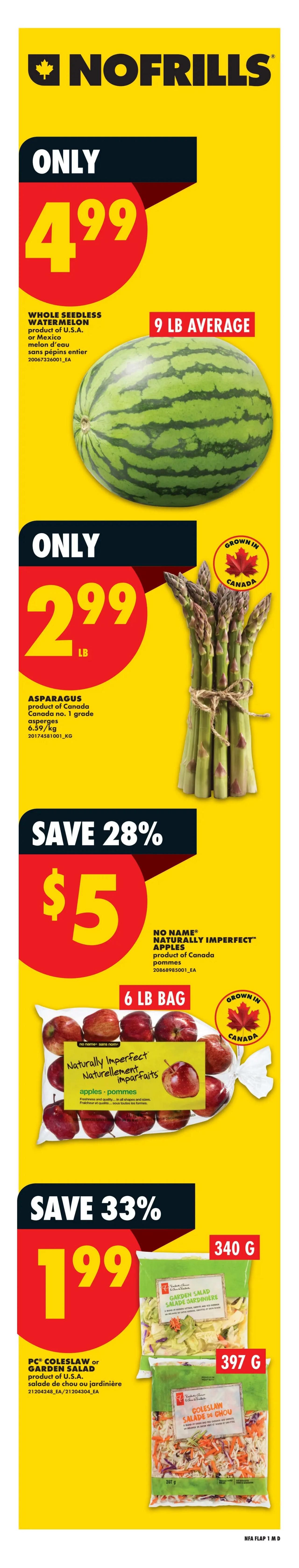 No Frills flyer page 2 for Atlantic Canada, valid May 21 to May 27, 2026. Featured items include Montana's Pork Back Ribs for $8.99, Swiss Chalet or Montana's Ribs 600/650g for $8.99, and Pork Tenderloin fresh cryovac package for $3.99 per pound. Also available are Tropicana Orange Juice Drinks or Pure Leaf Teas 1.36/1.75L for $4, Halal Lean Ground Beef 2x450g for $11.88 (save 21%), Allen's Drink Boxes 24x200mL or Gatorade Sport Drinks 6x591mL/8x355mL selected varieties for $5.50, and Gallo Extra Virgin Olive Oil 1L for $7.99 (save 43%). Tide Simply Liquid Laundry Detergent 2.72L or Fabric Softener 3.5L selected varieties are $7.99 (save up to 38%), and Hereford Luncheon Meat 320g is $1.50 (save 57%). App exclusive offer: Earn 1,000 Optimum points (worth $1) when you buy Breyers Creamery Style Ice Cream 1.41L or PC Frozen Fruit 300-600g selected varieties. Flyer prices effective in Atlantic Canada stores only.