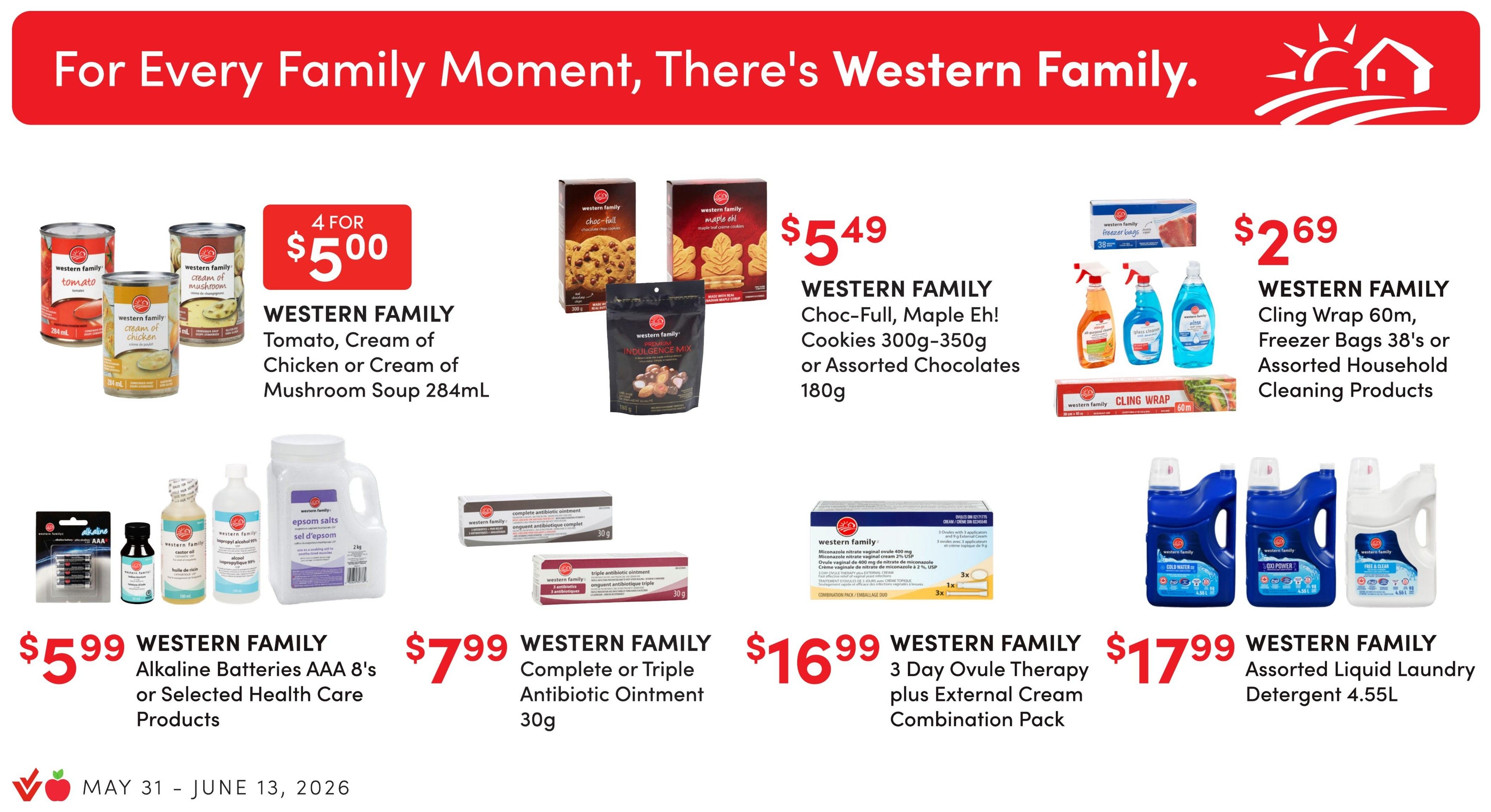 Value Drug Mart flyer page 5, featuring 'Sizzling Savings' on health and snack items. Offers include Webber Naturals or Sesame Street Selected Vitamins or Supplements for $18.99, and Jamieson Assorted Vitamins or Supplements at 30% off. Aveeno Assorted Hair Care or Skin Care Products are 25% off. Advil Selected Pain Relief Products are $13.99, including Junior Strength Advil and Children's Advil. Fixodent Assorted Denture Adhesive Powder 77g or Cream 57g-68g is $6.99. Colgate Assorted Prevident Toothpaste 39mL-100mL is $15.99. Thrive Assorted Nicotine Replacement Gum or Lozenges 36's-108's are 20% off. The 'Indulge the little cravings' section features Mars Canada Assorted Regular Size Bars 50g-57g for $1.69, and Kerr's Assorted Candy 80g-200g or Cough Drops 22's-30's for $2.99. Sale ends June 13, 2026.
