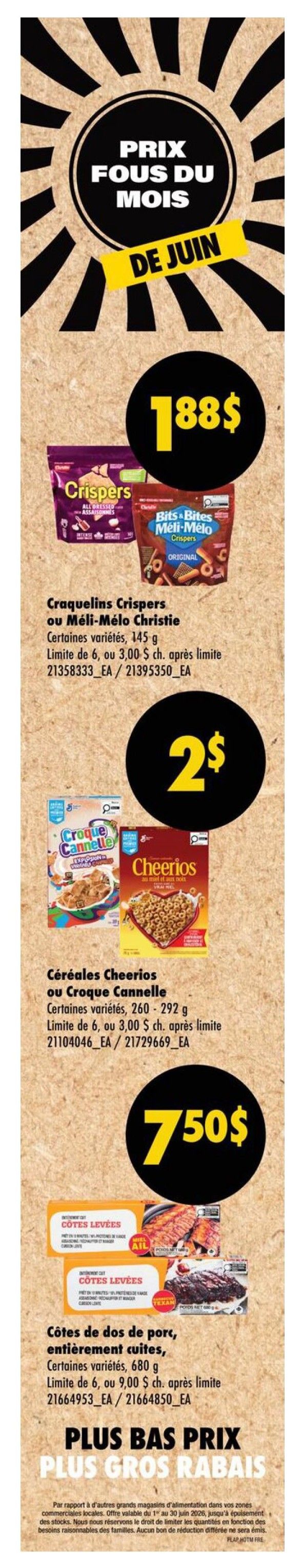 Wholesale Club Quebec flyer, page 3 of 19. Special offer: Buy 5 CLIF Bars, get 1 free. This 3-day sale runs from June 18 to June 20. Featured product: CLIF Energy Bars, various flavours, 12 units per box, priced at $19.99. Offer valid while supplies last.