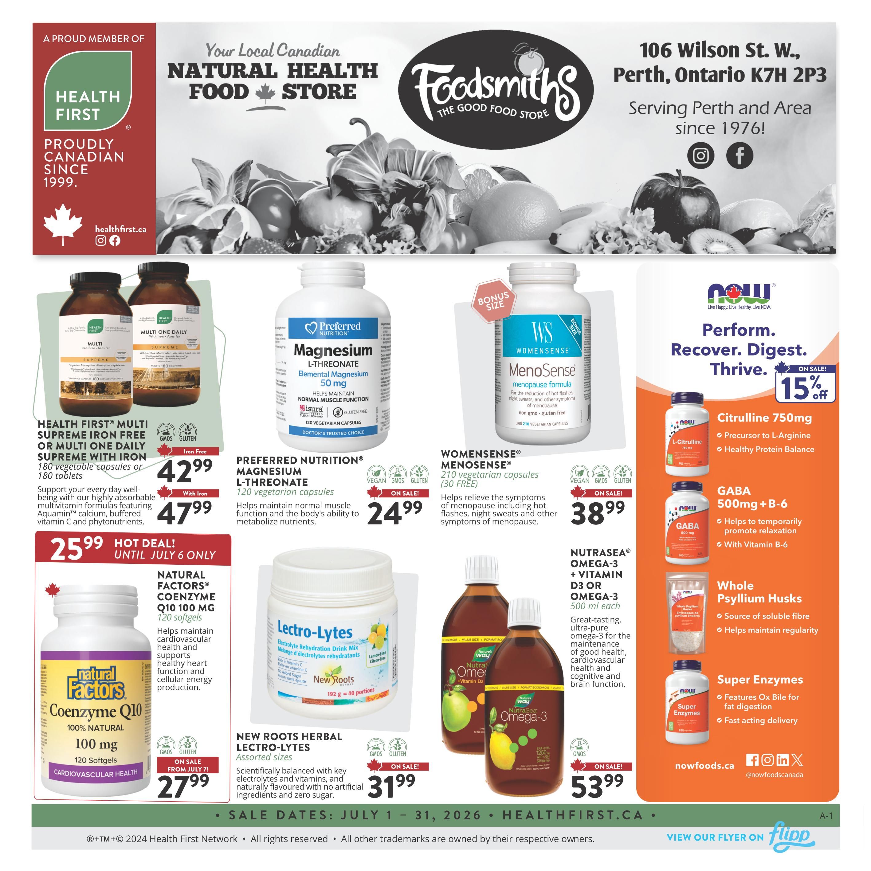 Foodsmiths - Monthly Savings - Valid from July 1 to 31, 2026 - Page 1