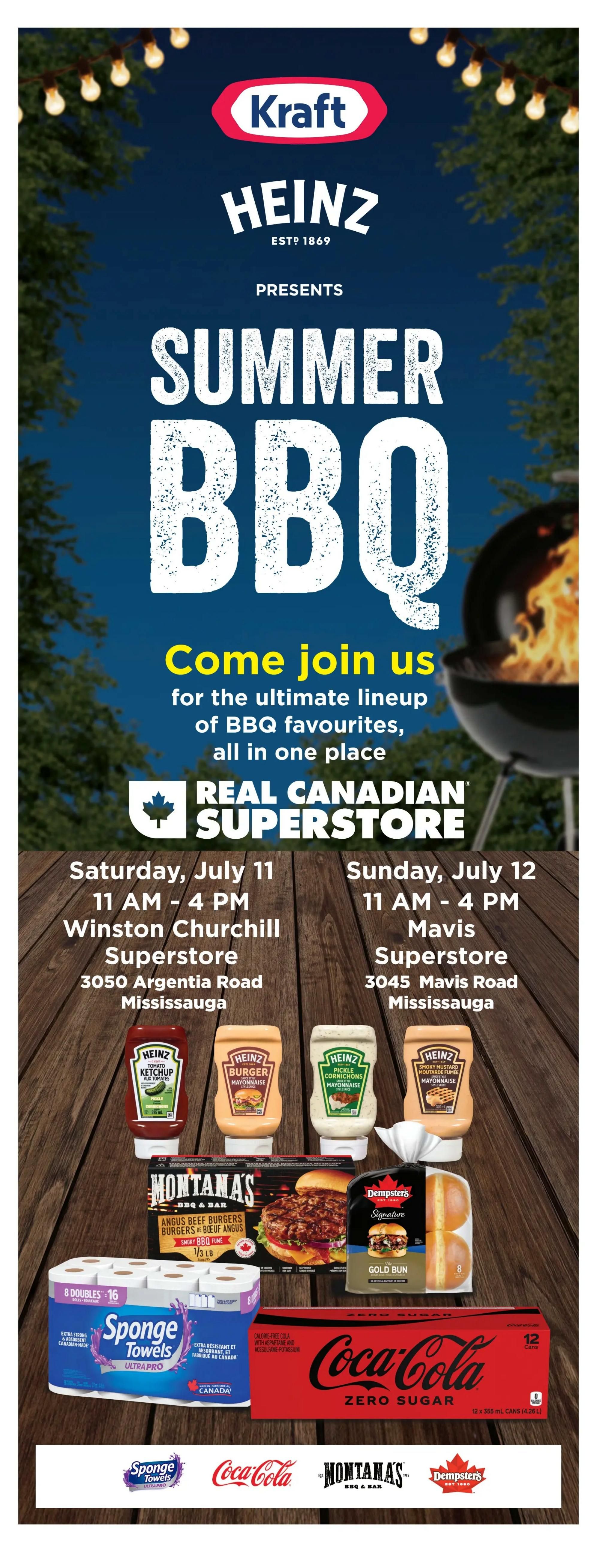 Real Canadian Superstore flyer page 3: Barbie Fashion Fun Awaits! Event on Saturday, July 11th from 10 AM to 12 PM. Design a Barbie dress and bring your creation home. One per child, while supplies last.