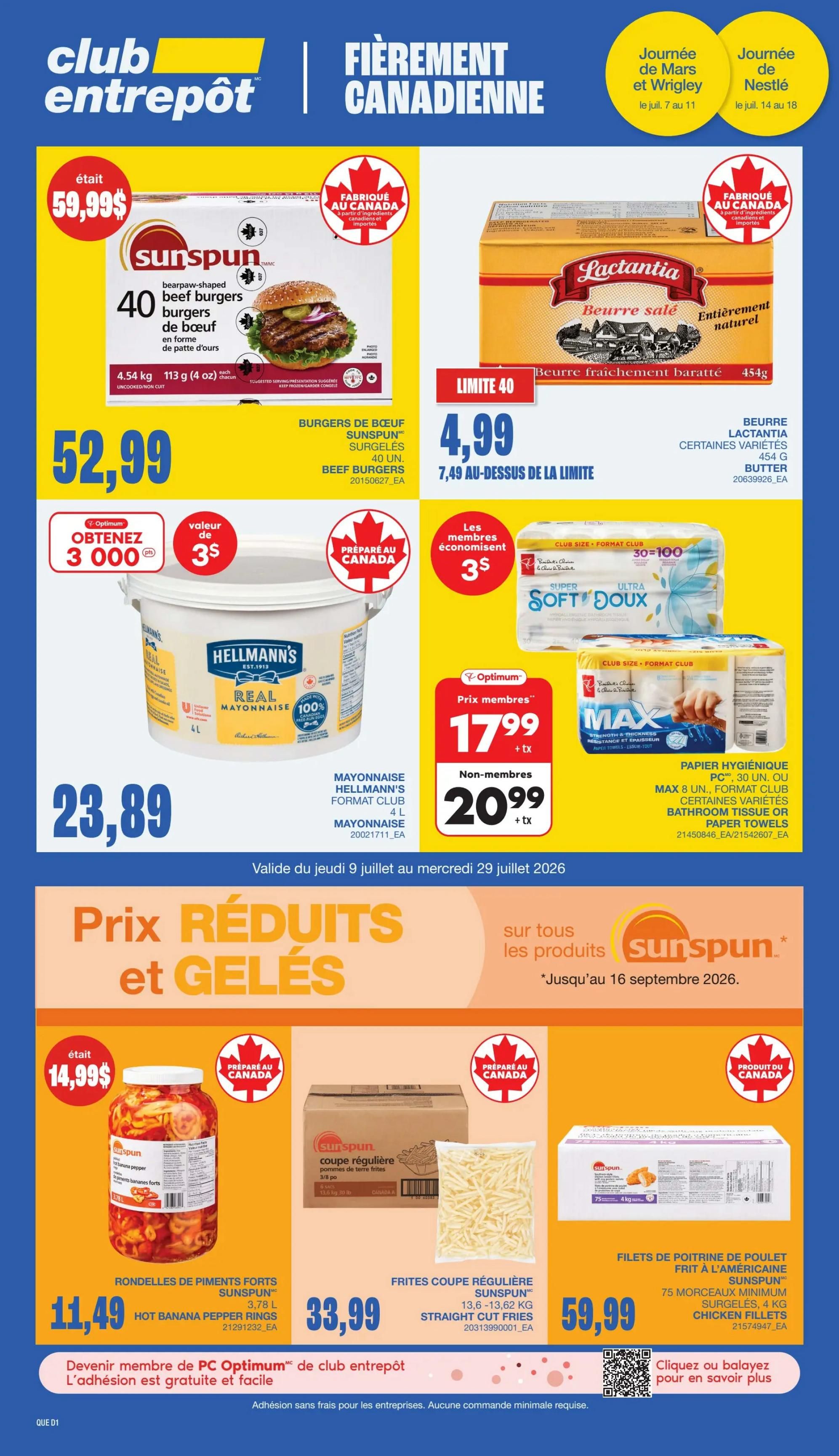 Wholesale Club Quebec flyer specials for July 7 to July 11. Get 10,000 Optimum points when you buy 5 boxes of individual-size Mars Wrigley bars, including Twix and Maltesers. Also, get 10,000 Optimum points when you buy 5 boxes of grand-format bars, including Twix, Snickers, and Mars. New! Bounty king-size bars, 21 units, are available for $46.99.