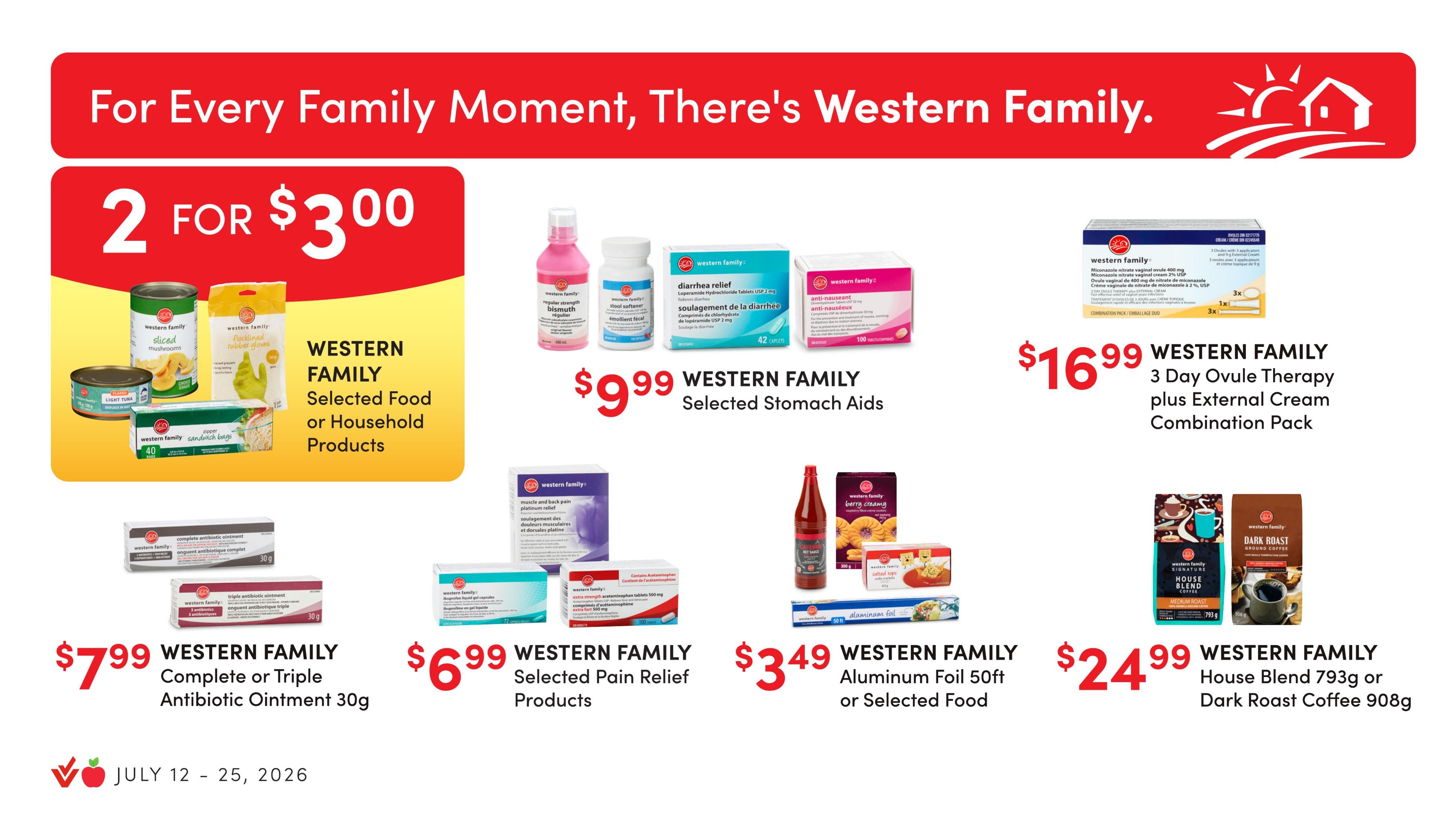 Value Drug Mart and Apple Drugs flyer specials valid until July 25, 2026. Save on brands you can trust. Featuring 30% off Jamieson Selected Vitamins or Supplements, including CoQ10 Omega-3, Lutein, Advanced Hair Skin Nails, and Apple Cider Vinegar. Also, 25% off Olay Assorted Skin Care Products. Compound W Assorted Wart Removal Products are 25% off. Volatren Back & Muscle Pain 50g or Extra Strength Emulgel 30g is $6.99. Ener-C or Ener-D Assorted Supplement Packets 24's-30's are $18.99. Listerine Assorted Ultraclean or Total Care Mouthwash 1L is $9.99. Downy, Gain or Tide Assorted Laundry Products are $10.99. On the bottom section, Hershey Canada Assorted Regular Size Bars 43g-58g are 2 for $3.00, including Hershey's Cookies 'n' Creme, Eat-More, and Oh Henry! Excel Assorted Mints 34g and Lifesavers Assorted Candy 70g-180g are $2.99.