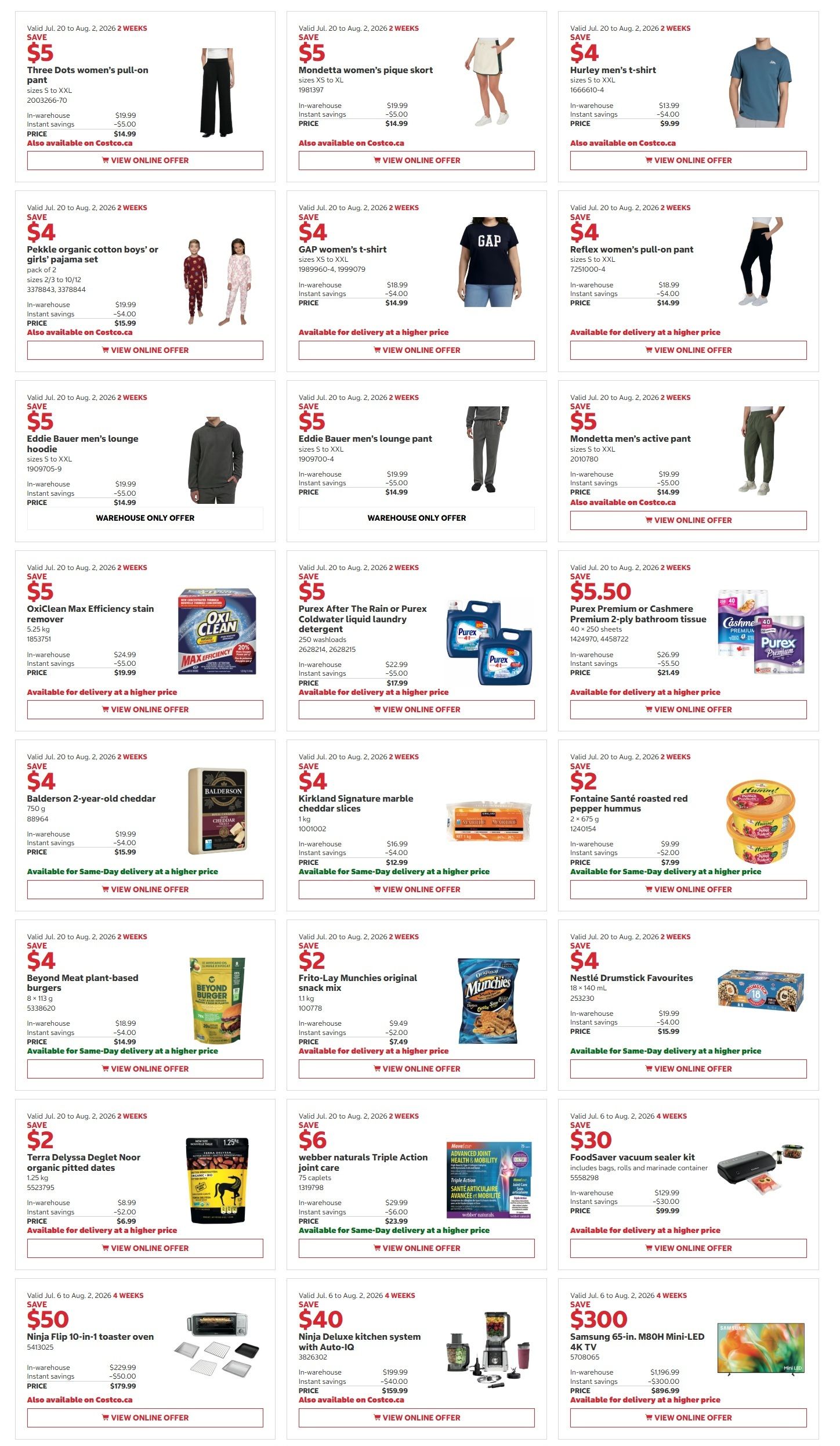 Costco members only savings event with more than $2,850 in savings available at your local warehouse. See individual offers for valid dates. Image shows the exterior of a Costco Wholesale store.