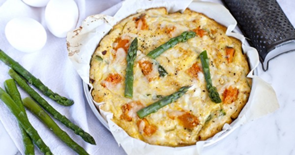Sweet potato, Feta and Asparagus frittata