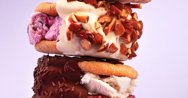 Peanut butter cookie ice cream sandwiches