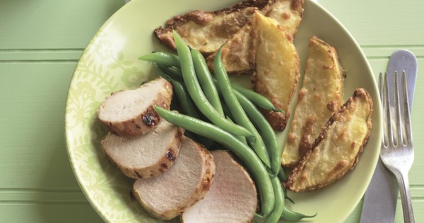 One-Pan Roast Pork with Parmesan Fries