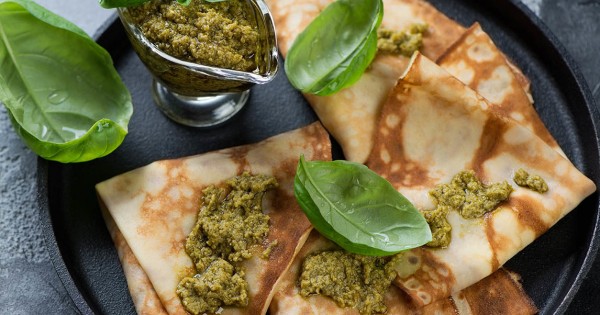 Crepes with Kale Pesto