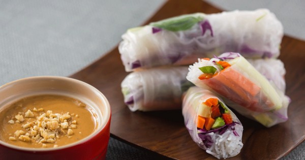 Spring Rolls with Coconut Peanut Sauce