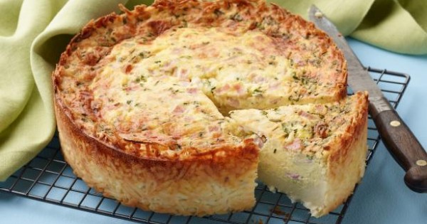 Deep-Dish Hash Brown Ham and Cheese Quiche