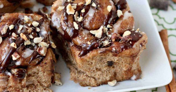 Dark Chocolate Hazelnut Cinnamon Rolls