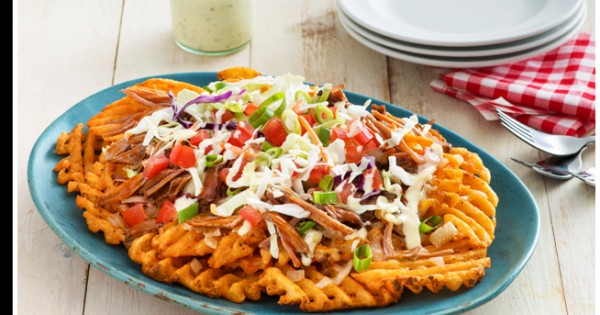 Pulled Pork Spicy Lattice Nachos