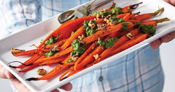 Roasted Carrots with Carrot Top Pesto