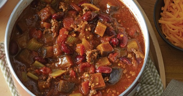 Spicy Eggplant and Beef Chili