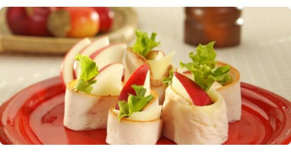 Smoked Turkey Rolls with Apples and Cheese
