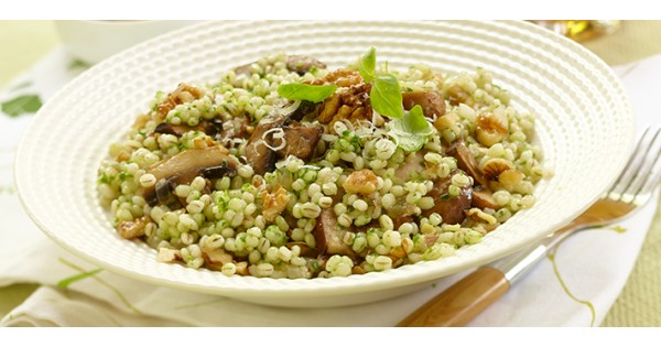 Barley & Walnut Risotto with Basil Oil