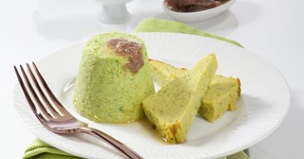 Broccoli flan with anchovy sauce