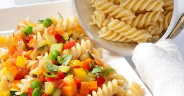 Fusilli with garden vegetables