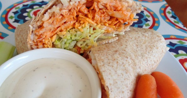 Buffalo or Barbeque Chicken and Rice Wraps