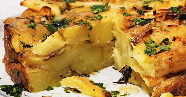 Roast potato and parsnip cake