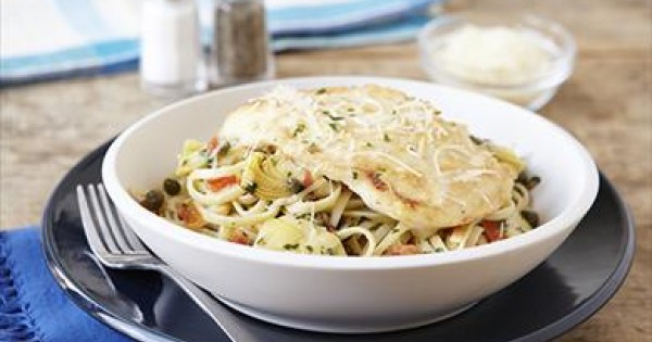 Parmesan Chicken and Artichoke Linguine
