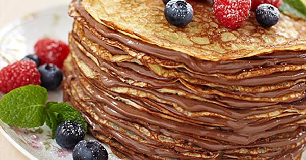 Decadent Chocolate-Peanut Crepe Cake with Berries