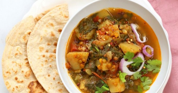 Instant Pot Aloo Palak Dal - Spiced Potato Spinach Lentils