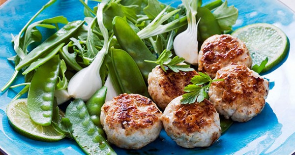 Mini Chicken Patties with Spring Green Salad