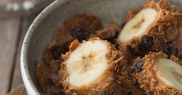 Sultana Bran Crusted Peanut Butter Banana