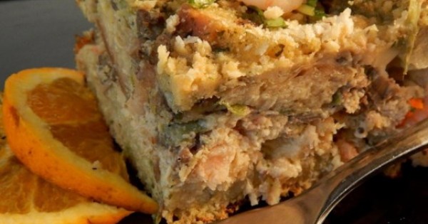 Seafood Strata with Pesto