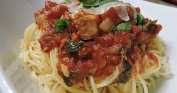 Basil Chicken over Angel Hair