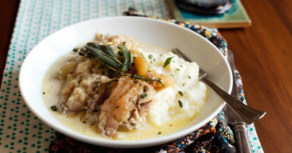 Slow-Cooker Chicken with Apples and Crème Fraiche