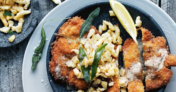 Chicken and Caraway Schnitzel With Buttermilk Spaetzle