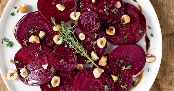 Roasted beet salad with hazelnuts
