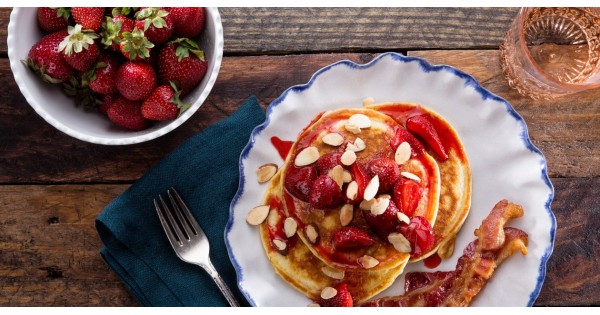 Buttermilk Pancakes with Roasted Strawberries