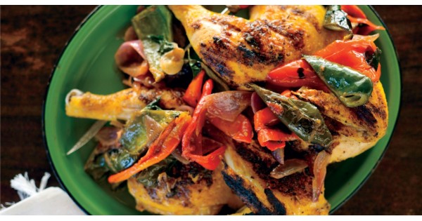 Chicken Under a Brick with Avocados and Chiles