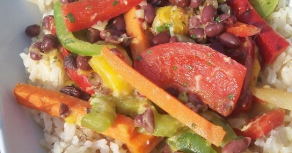 Adzuki Bean Mango Stir Fry with Cilantro Lime Coconut Sauce