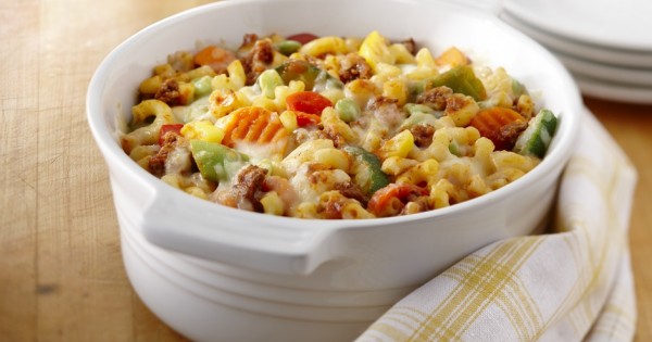 Macaroni casserole with meat and vegetables